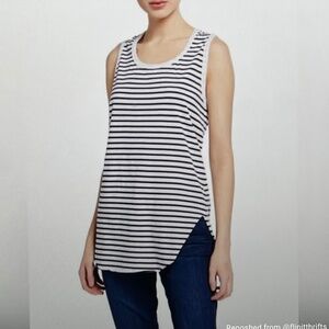 Frank & Eileen Tee Lab Relaxed Asymmetric Tank Dark Navy /White Stripe Sz S